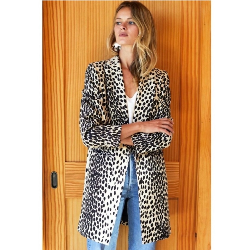 Emerson Fry Women’s Linen Leopard Wingtip Blazer Size 6